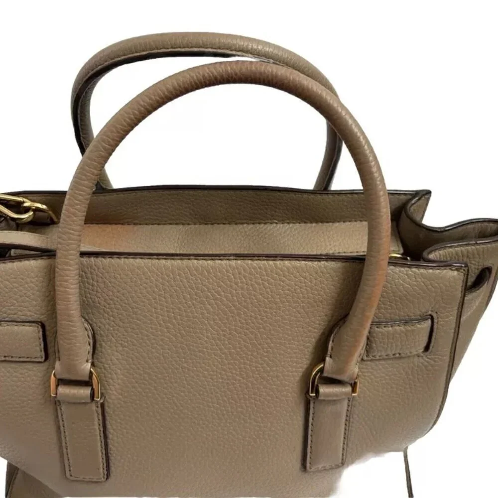 Michael Kors Handbag Tote Taupe Satchel Leather Tote ShoulderBag Purse Crossbody